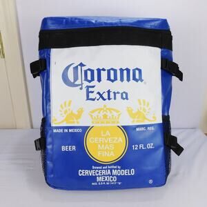 Corona Extra Cooler Backpack Insulated Zip Top Blue Label Promo Straps 18x13x5